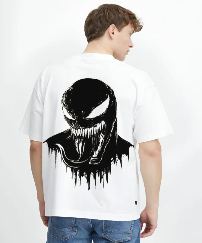 White Venom printed Oversized T-Shirt - Image 2