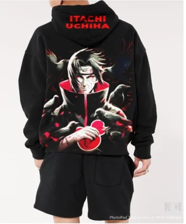 Black Itachi Uchiha Printed Hoodie