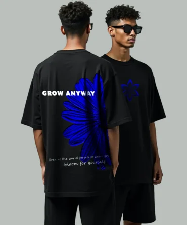 Black Flower Printed Oversize T-Shirt