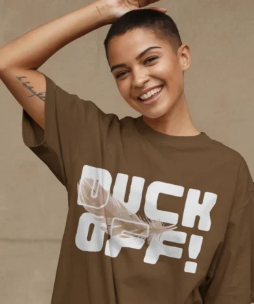 Duck Off brown Printed Oversized T-Shirt